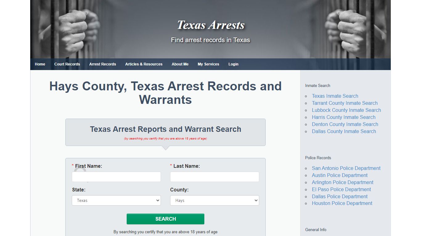 Hays County, Texas Arrest Records and Warrants