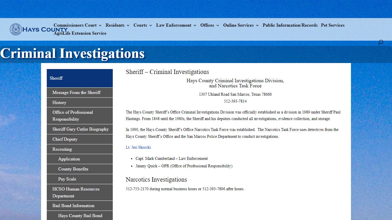 Criminal Investigations | Hays County